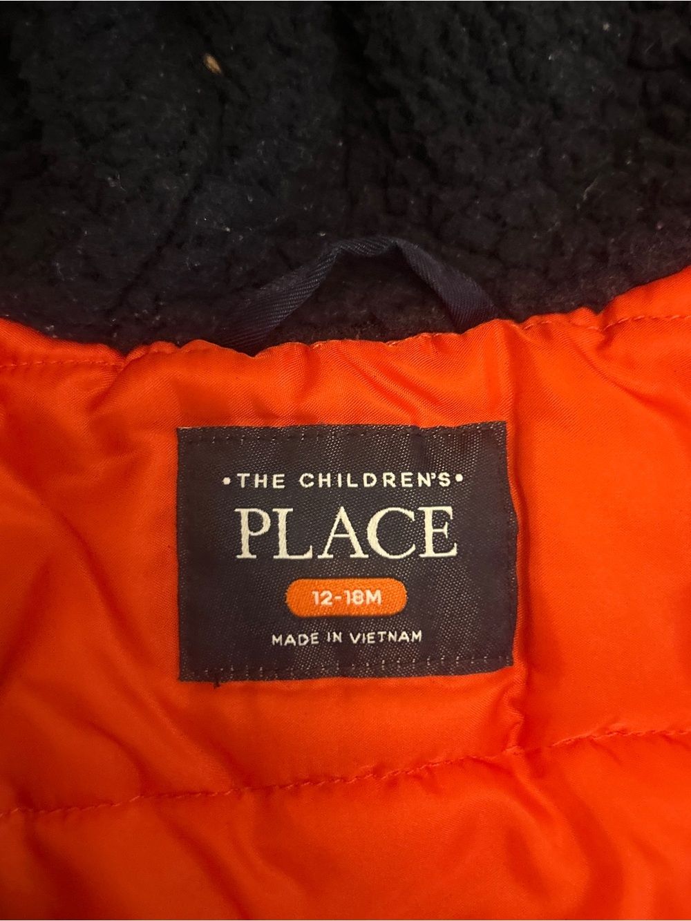 The children’s place Kids Navy Hooded Parka with Orange Lining - Picture 2 of 3